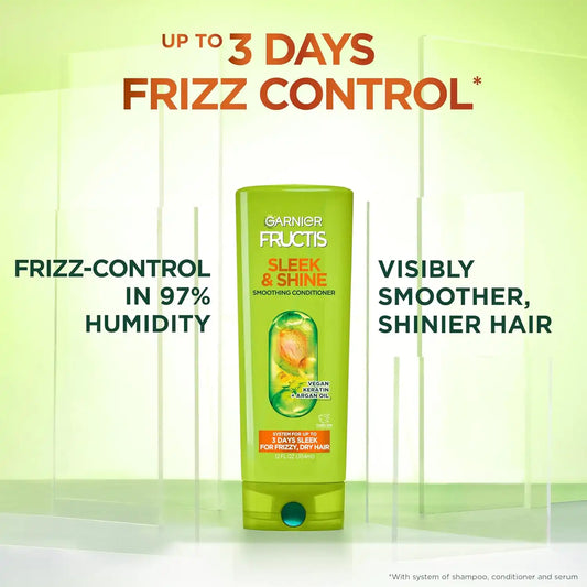Garnier Fructis Sleek and Shine Conditioner, Frizzy, Dry, Unmanageable Hair, 621 ml
