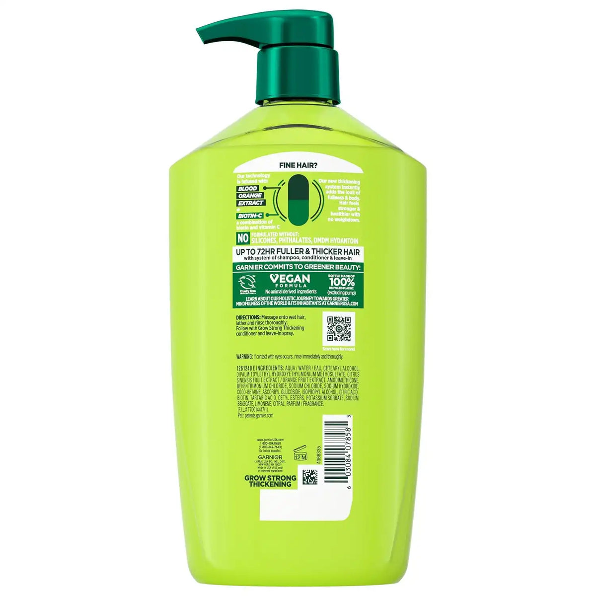 Garnier Fructis Grow Strong Thickening Conditioner for Fine Hair, Biotin-C, 32.3 Fl Oz, 1 Count (Packaging May Vary)