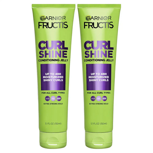 Garnier Fructis Curl Shine Conditioning Hair Gel, Frizz Control for Curly, Wavy, and Coily Hair, Extra Strong Hold for Up to 48 HRs of Bouncy,Moisturized Curls, 5.1 Fl Oz, 2 Count (Packaging May Vary)