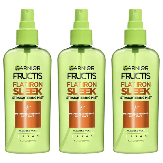 Garnier Fructis Style Flat Iron Perfector Straightening Mist for Heat Protection, Argan Oil, 6.0 Fl Oz, 3 Count (Packaging May Vary)