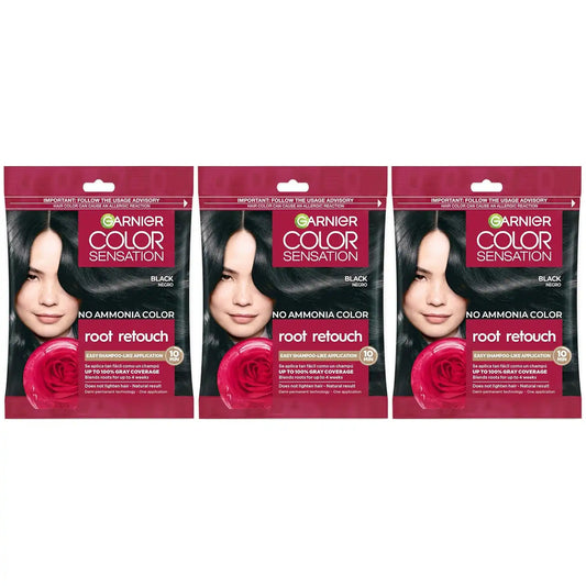 Garnier Color Sensation Root Retouch Hair Color, 1.0 Black, Pack of 3