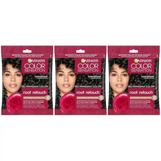 Garnier Color Sensation Root Retouch Hair Color, 4.0 Dark Brown, Pack of 3