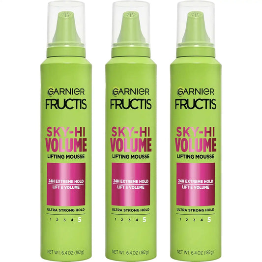 Garnier Fructis Style Sky-Hi Volume Mousse, Extreme Hold, 6.4 Oz, 3 Count (Packaging May Vary)