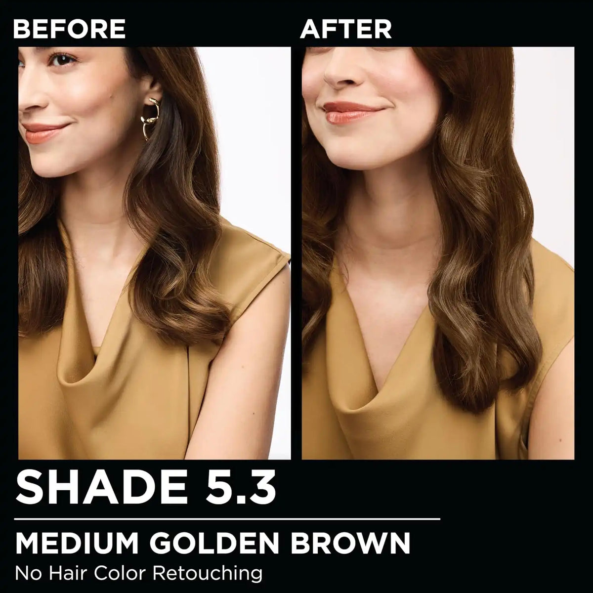 Garnier Olia Hair Color, Ammonia-Free Permanent Hair Dye, Oil-Powered Formula for 100% Gray Coverage and 3x Shinier Hair, Vegan & Cruelty Free, 5.3 Medium Golden Brown, 2 Count