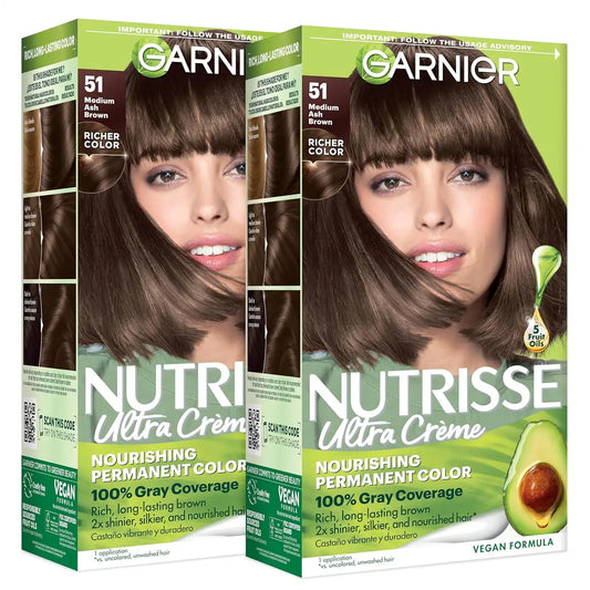 Garnier Nutrisse Ultra Crème Hair Color, 51 Medium Ash Brown, 2 Count