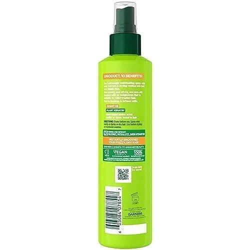 Garnier Fructis Sleek & Shine 10-in-1 Leave In Conditioner Spray for Dry, Frizzy Hair, Heat Protectant Up to 450F with Argan Oil & Plant Keratin, Provides Flyaway and Frizz Control, 8.1 Fl Oz (2 Pack)