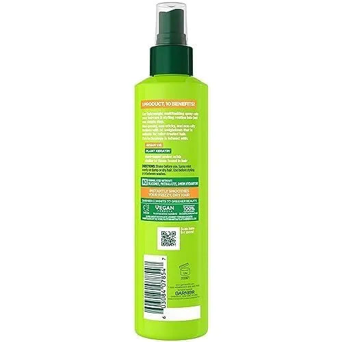Garnier Fructis Sleek & Shine 10-in-1 Leave In Conditioner Spray for Dry, Frizzy Hair, Heat Protectant Up to 450F with Argan Oil & Plant Keratin, Provides Flyaway and Frizz Control, 8.1 Fl Oz (2 Pack)