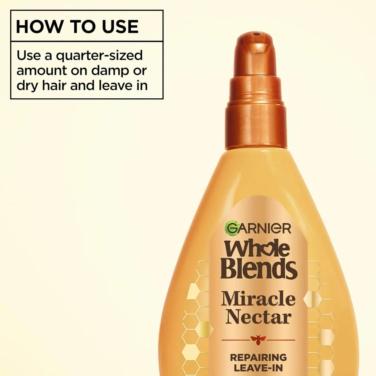 Garnier Whole Blends Sulfate Free Remedy Miracle Nectar 10-in-1 Repairing Leave-In Conditoner for All Hair Types, Honey Treasures, 5 Fl Oz, 2 Count (Packaging May Vary)