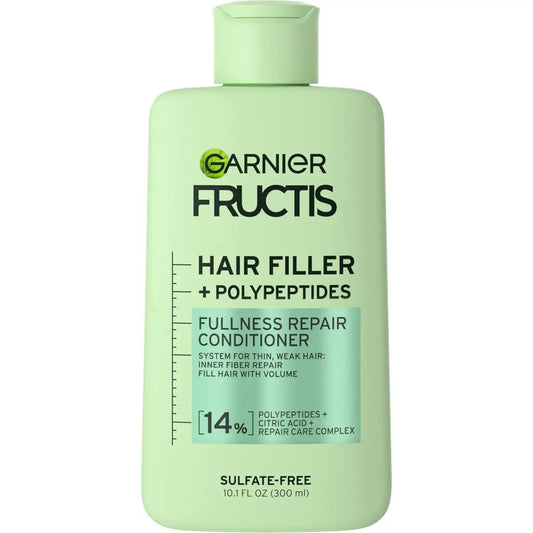 Garnier Fructis Hair Filler Fullness Repair Conditioner, Volumizing Conditioner with Polypeptides and Hair Repair Complex for Thin, Weak Split Ends, 10.1 Fl Oz