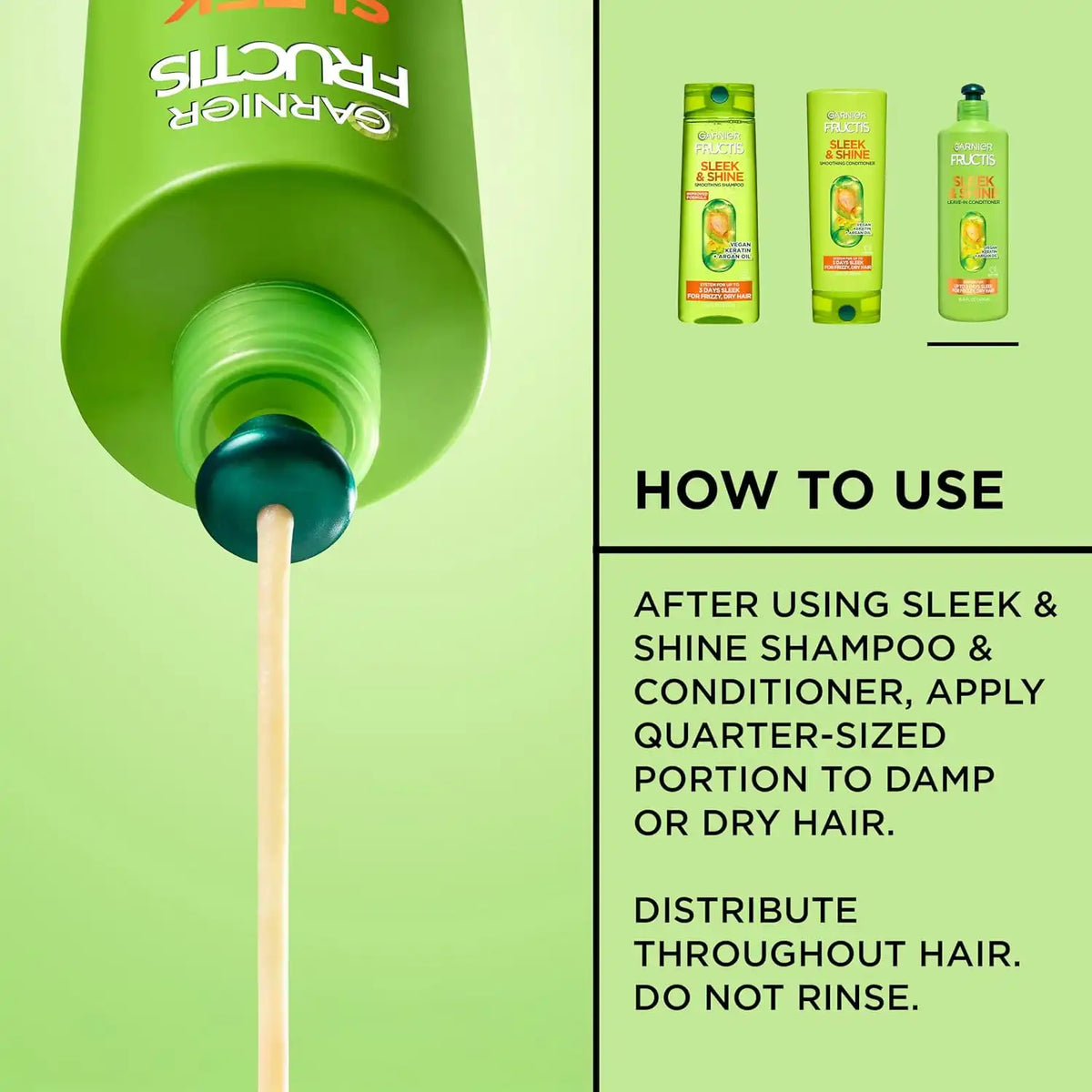 Garnier Fructis Sleek & Shine Leave-In Conditioner Cream, 16.9 Fl Oz