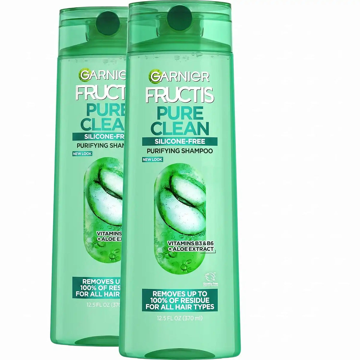 Garnier Fructis Pure Clean Purifying Shampoo, Silicone-Free, 12.5 Fl Oz, (Packaging May Vary), (Pack of 2)
