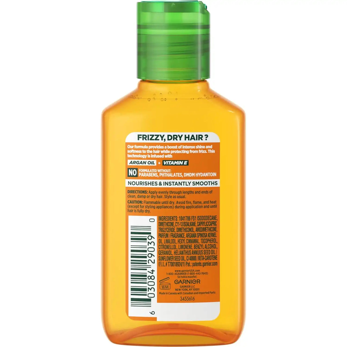 Garnier Fructis Sleek & Shine Moroccan Sleek Smoothing Oil for Frizzy, Dry Hair, Argan Oil, 3.75 Fl Oz, 1 Count (Packaging May Vary)