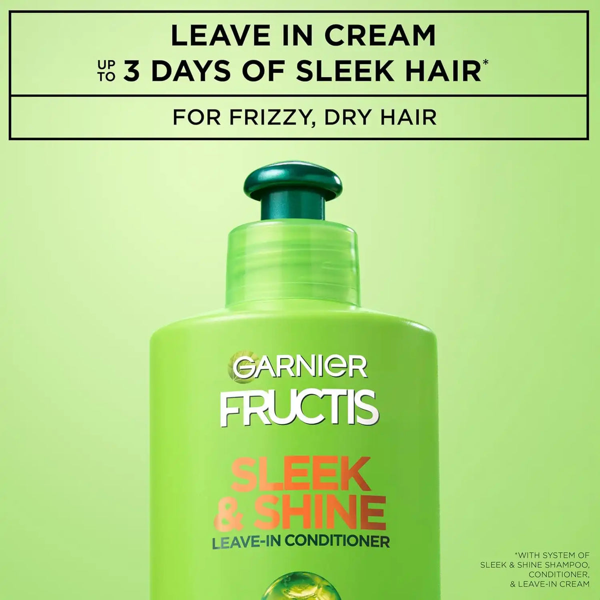 Garnier Fructis Sleek & Shine Leave-In Conditioning Cream for Frizzy Dry Hair 10.2 Fl Oz 1 Count | for Frizzy, Plant Keratin, Argan Oil, Packaging May Vary