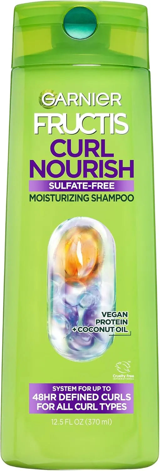 Garnier Fructis Curl Nourish Sulfate Free Moisturizing Shampoo, 12.5 Fl Oz, 1 Count (Packaging May Vary)