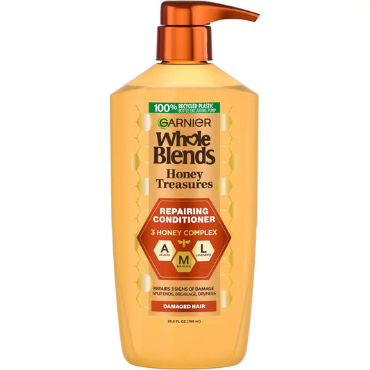 Garnier Whole Blends Honey Treasures Repairing Conditioner, Hair Repair Formula for Dry, Damaged Hair with Acacia, Manuka, and Lavender Honeys, 26.6 Fl Oz (Packaging May Vary)