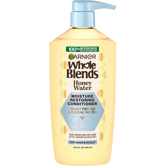 Garnier Whole Blends Honey Water Moisture Restoring Conditioner, Hair Care for Dry Hair and Dry Scalp with Honey Nectar and Floral Water, 26.6 Fl Oz