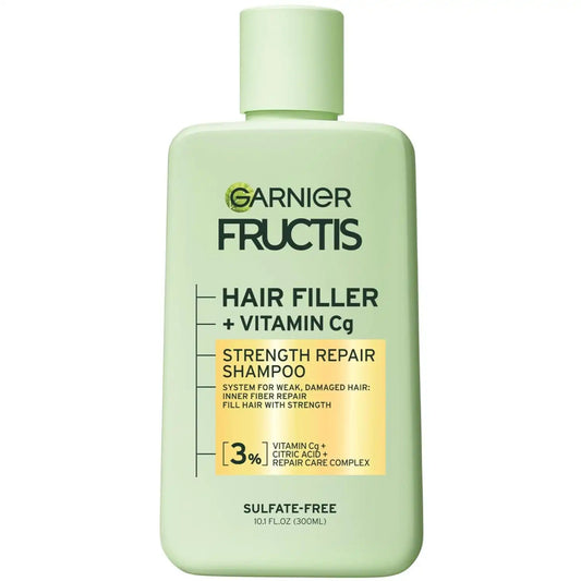Garnier Fructis Hair Filler Strength Repair Shampoo with Vitamin Cg, Sulfate Free Shampoo for Weak, Damaged Hair, 10.1 Fl Oz, 1 Count