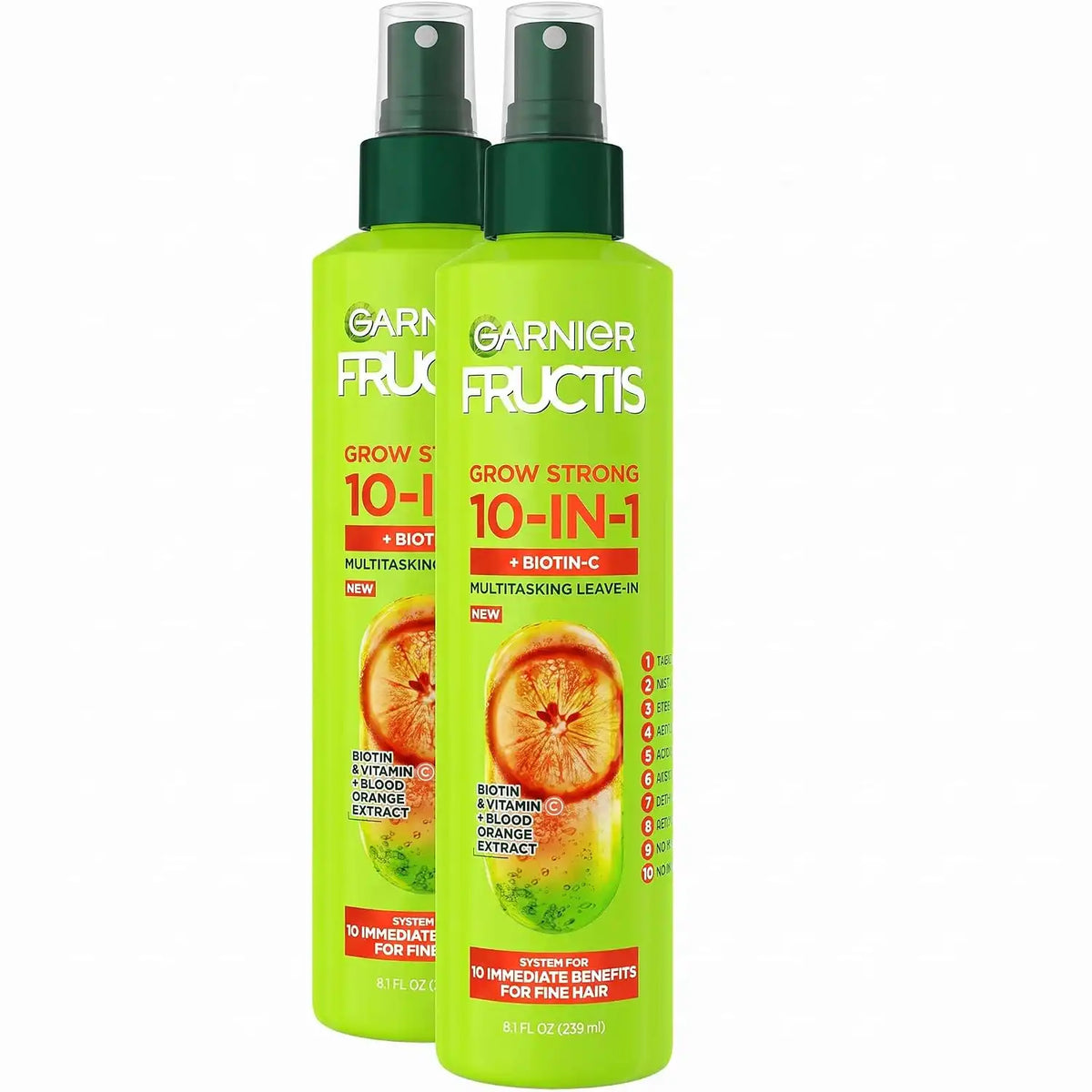 Garnier Fructis Grow Strong Thickening 10-in-1 Spray,Biotin-C,8.1 Fl Oz,(Packaging May Vary),(Pack of 2)