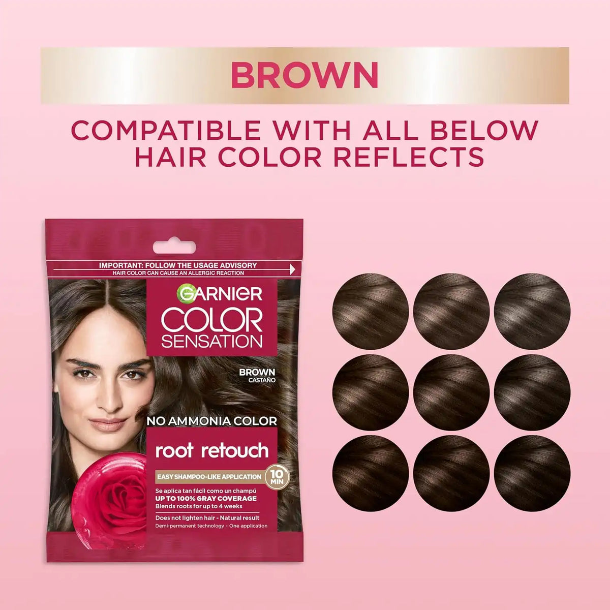 Garnier Color Sensation Root Retouch Hair Color, 5.0 Brown, Pack of 3