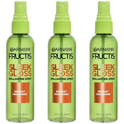 Garnier Fructis Style Brilliantine Shine Glossing Spray for High Shine Finish, Argan Oil, 3 Fl Oz, 3 Count (Packaging May Vary)