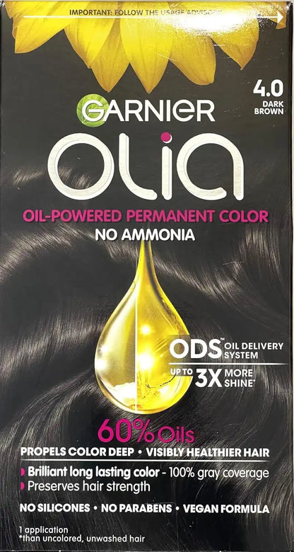Garnier Olia Ammonia Free Hair Color [4.0] Dark Brown 1 ea (Pack of 3)