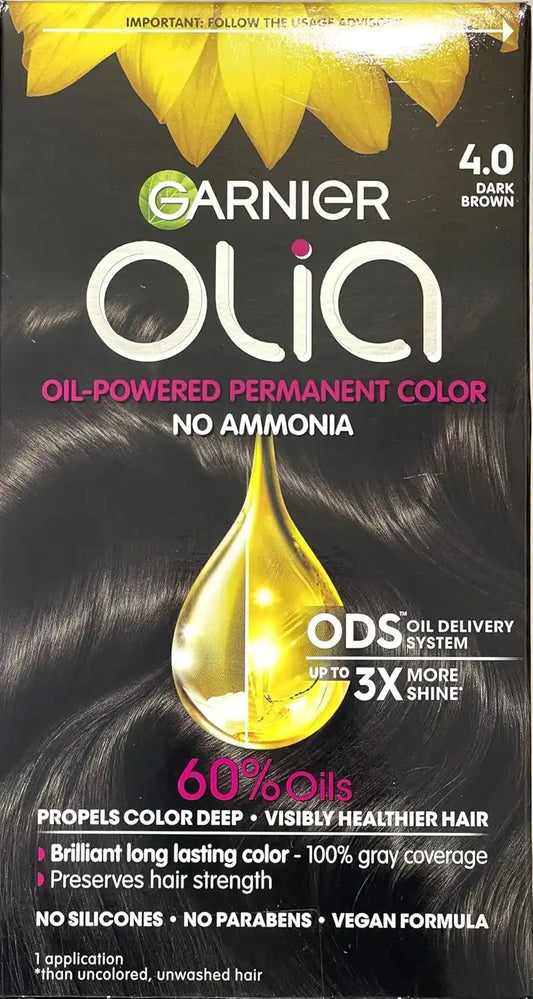Garnier Olia Ammonia Free Hair Color [4.0] Dark Brown 1 ea (Pack of 3)