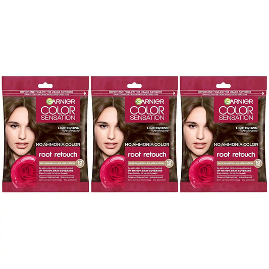 Garnier Color Sensation Root Retouch Hair Color, 6.0 Light Brown, Pack of 3