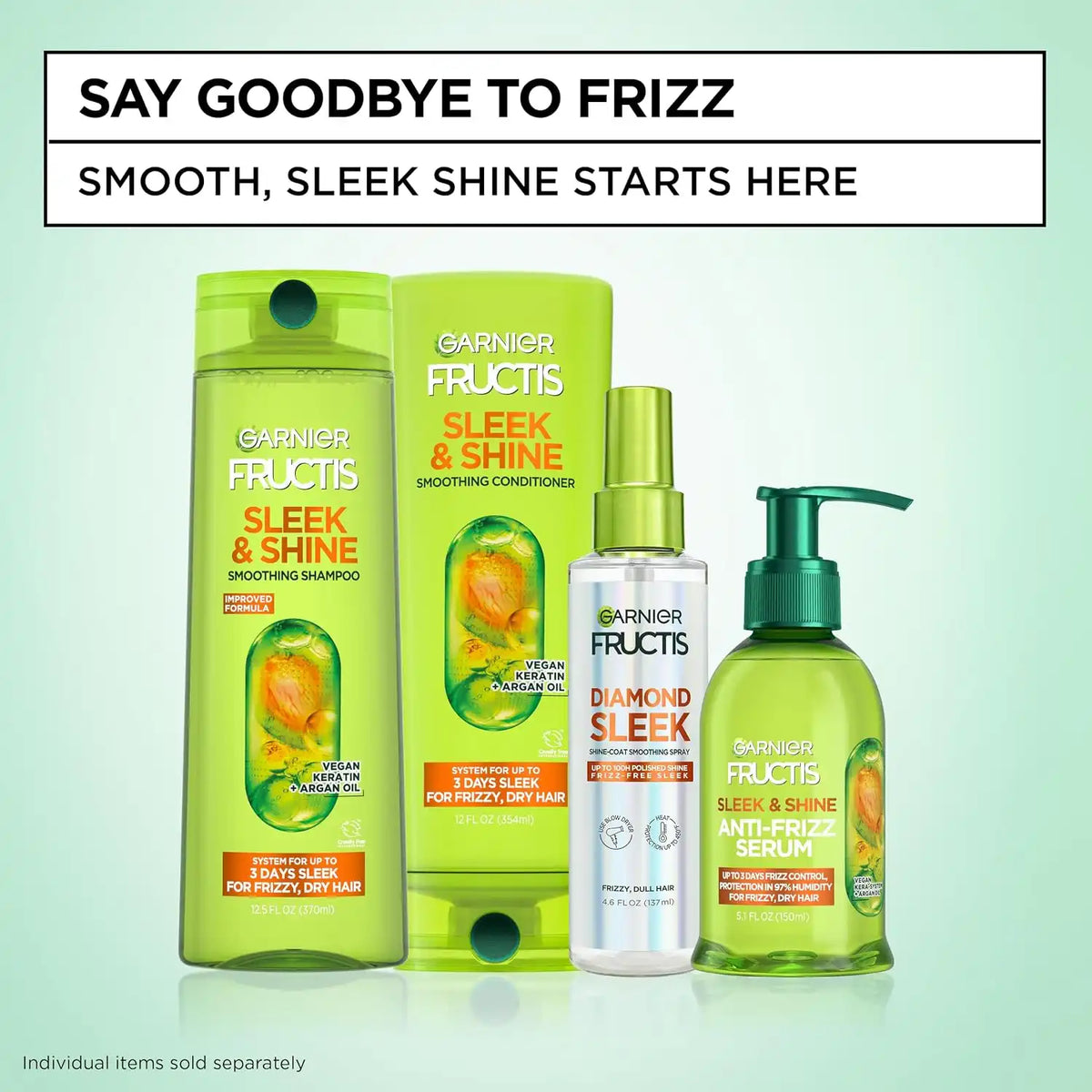 Garnier Fructis Sleek and Shine Conditioner, Frizzy, Dry, Unmanageable Hair, 621 ml