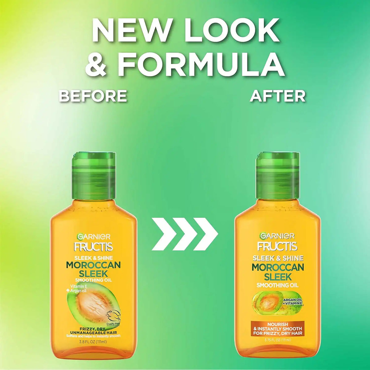 Garnier Fructis Sleek & Shine Moroccan Sleek Smoothing Oil for Frizzy, Dry Hair, Argan Oil, 3.75 Fl Oz, 1 Count (Packaging May Vary)