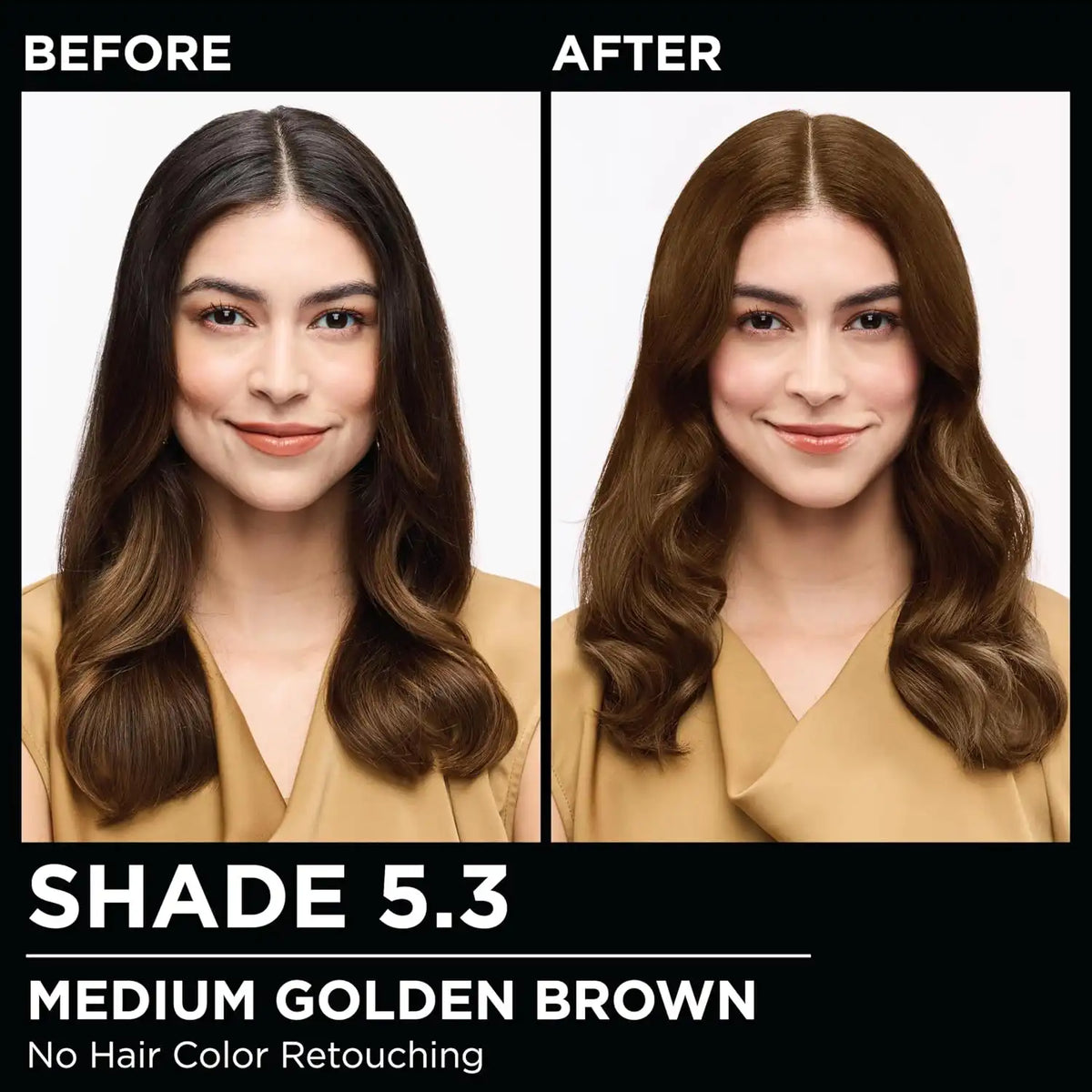 Garnier Olia Hair Color, Ammonia-Free Permanent Hair Dye, Oil-Powered Formula for 100% Gray Coverage and 3x Shinier Hair, Vegan & Cruelty Free, 5.3 Medium Golden Brown, 2 Count