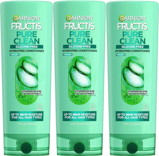Garnier Fructis Pure Clean Hydrating Conditioner, 12 Fl Oz, 3 Count (Packaging May Vary)