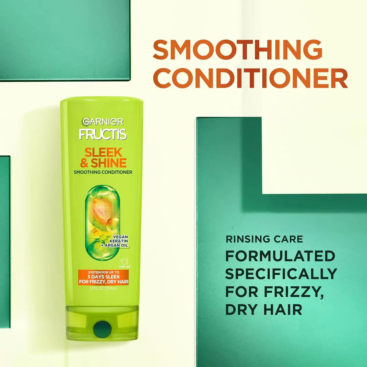Garnier Fructis Sleek and Shine Conditioner, Frizzy, Dry, Unmanageable Hair, 621 ml