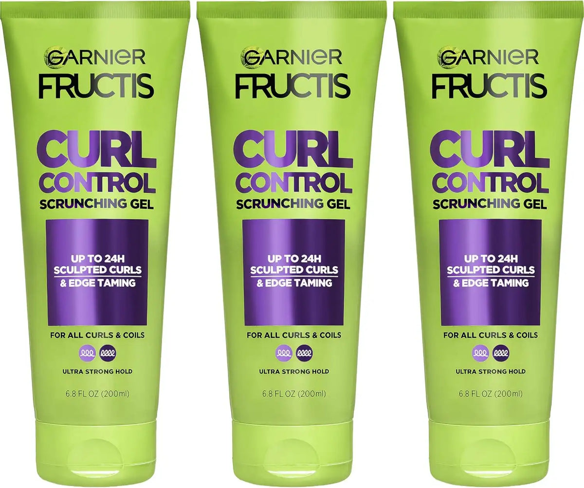 Garnier Fructis Style Curl Scrunch Controlling Gel for Shape & Shine, 6.8 Fl Oz, 3 Count (Packaging May Vary)