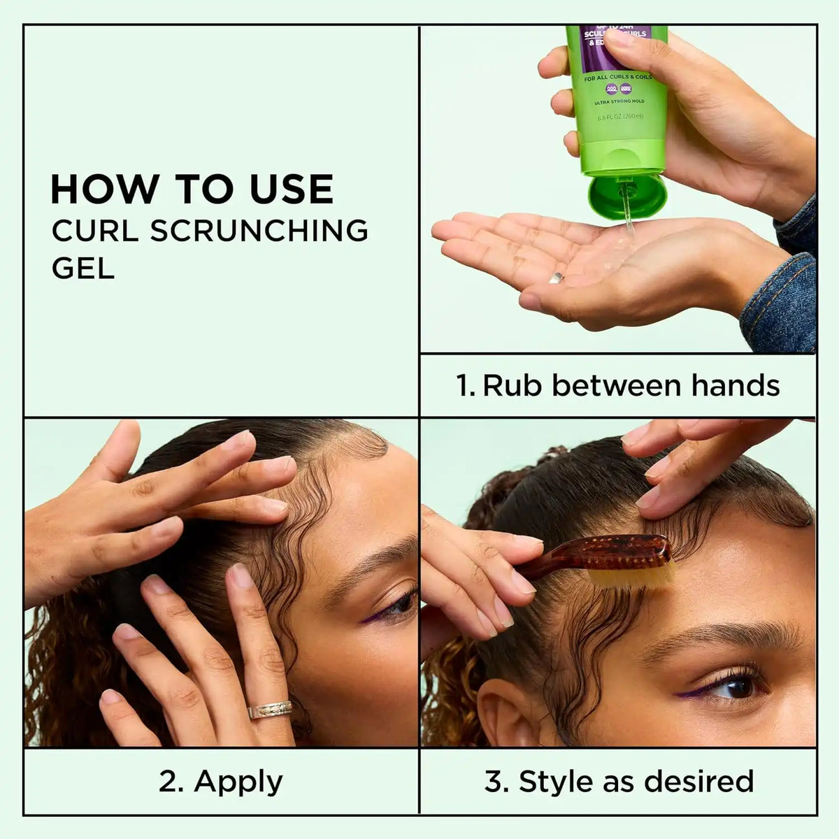 Garnier Fructis Style Curl Scrunch Controlling Gel for Shape & Shine, 6.8 Fl Oz, 3 Count (Packaging May Vary)