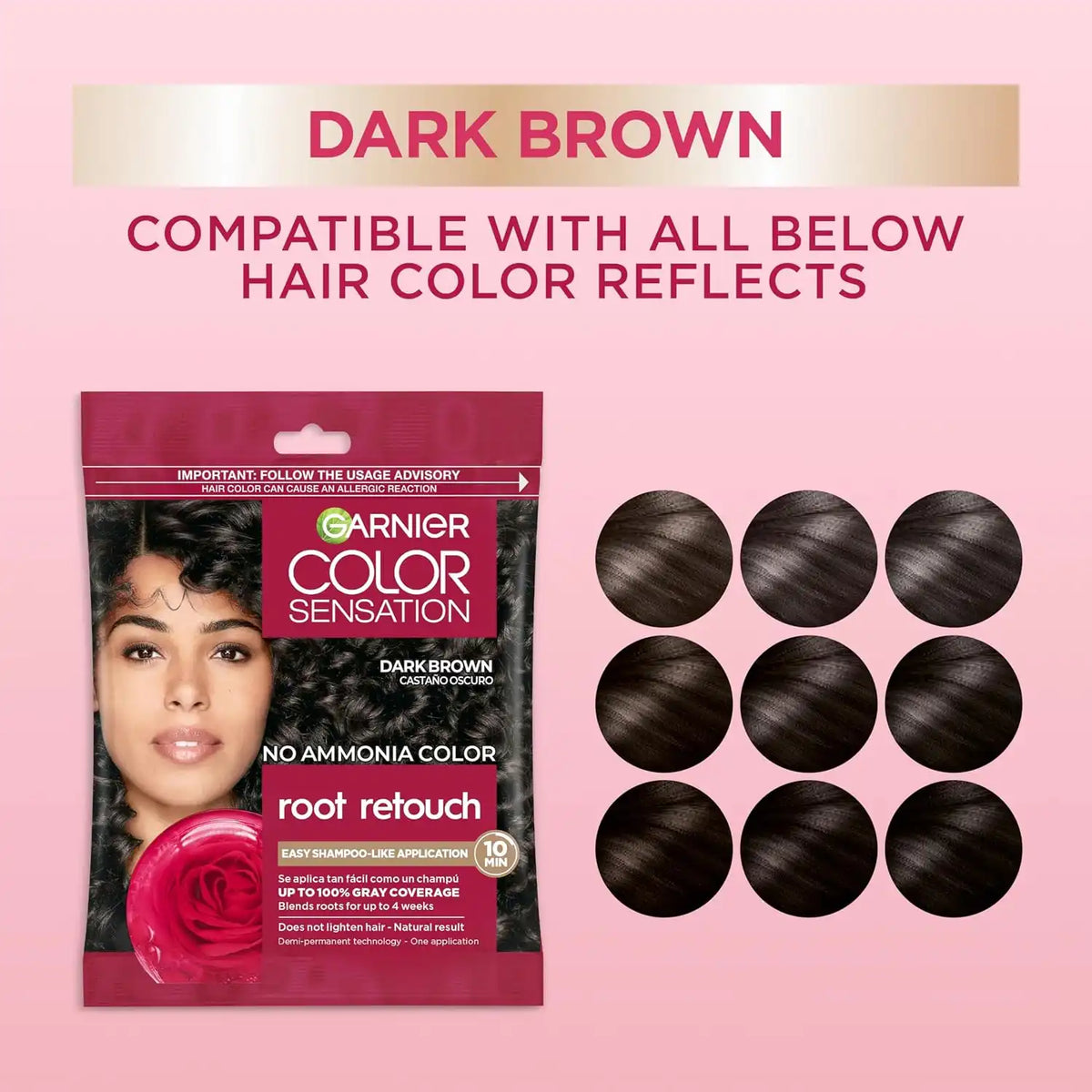 Garnier Color Sensation Root Retouch Hair Color, 4.0 Dark Brown, Pack of 3