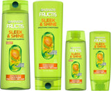 Garnier Fructis Sleek & Shine Full + Travel Size Shampoo (12.5 & 3 Fl Oz) + Conditioner (12 & 3 Fl Oz) Set for Frizzy, Dry Hair, Plant Keratin + Argan Oil (4 Items), 1 Kit (Packaging May Vary)