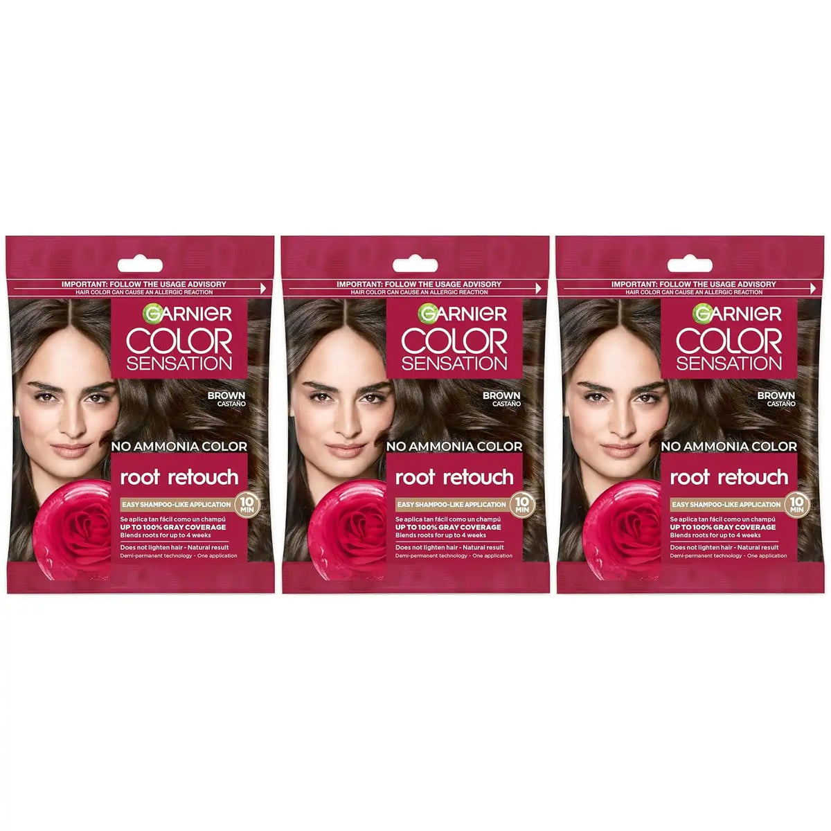 Garnier Color Sensation Root Retouch Hair Color, 5.0 Brown, Pack of 3