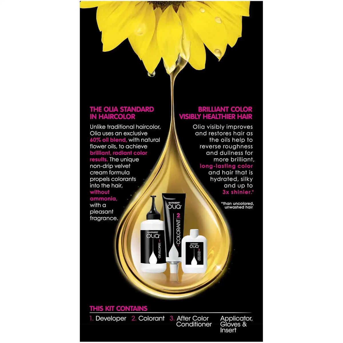Garnier Olia Ammonia-Free Brilliant Color Oil-Rich Permanent Hair Color, 5.3 Medium Golden Brown (Pack of 1) Brown Hair Dye (Packaging May Vary)