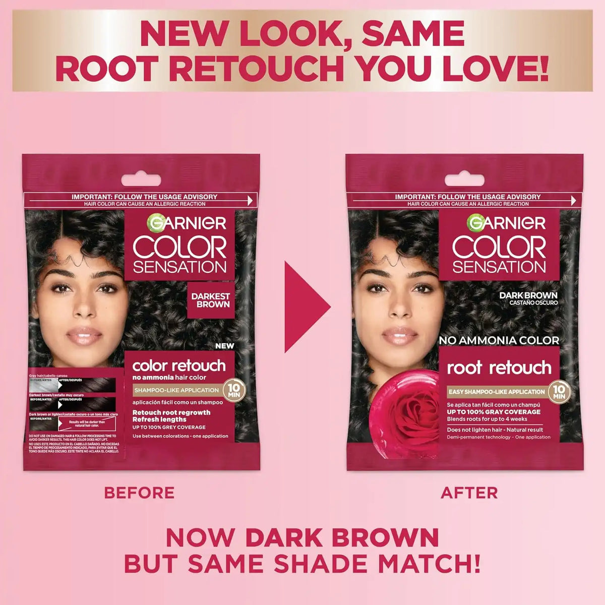 Garnier Color Sensation Root Retouch, Demi Permanent Hair Dye for Roots with 100% Gray Coverage and No Ammonia, Dark Brown Hair Dye 4.0, Pack of 6 (Packaging May Vary)