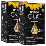 Garnier Hair Color Olia Ammonia-Free Brilliant Color Oil-Rich Permanent Hair Dye, 2.11 Platinum Black, 1 Count (Packaging May Vary) (Pack of 2)