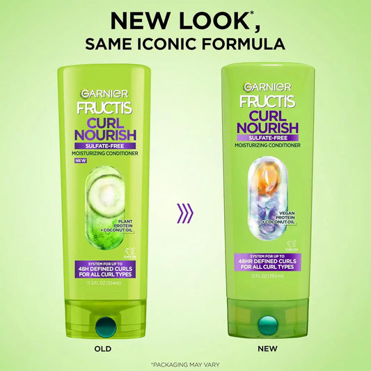 Garnier Fructis Curl Nourish Sulfate Free Moisturizing Conditioner, 12 Fl Oz, 3 Count (Packaging May Vary)