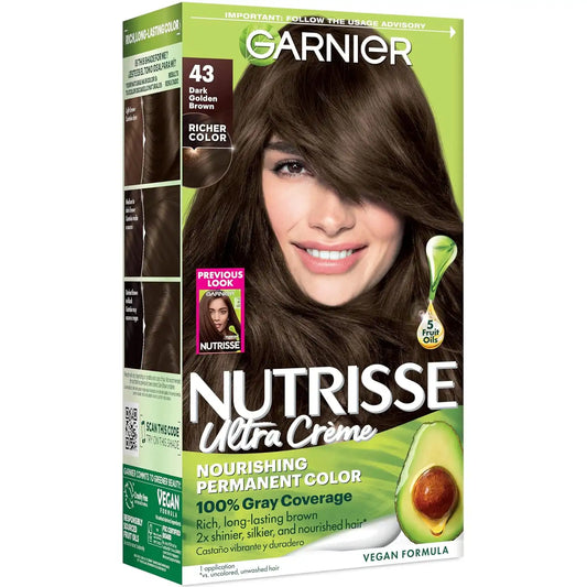 Garnier Nutrisse Ultra Crème Hair Color, 43 Dark Golden Brown, 1 Count