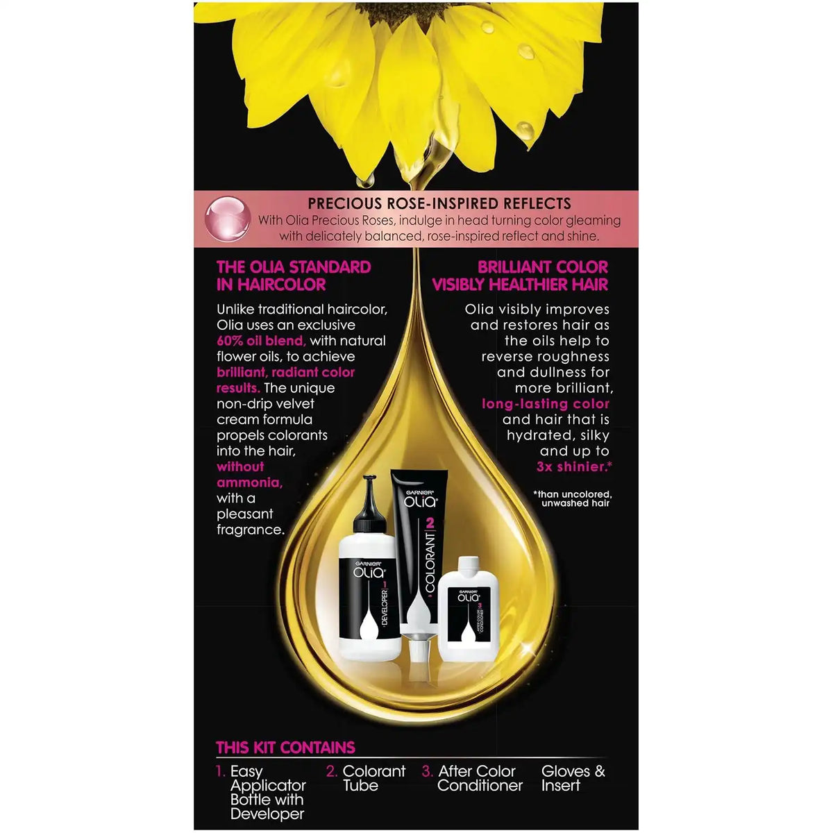Garnier Olia Ammonia-Free Brilliant Color Oil-Rich Permanent Hair Color, 8.22 Medium Rose Gold (Pack of 1) Pink Hair Dye (Packaging May Vary)