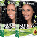 Garnier Hair Color Nutrisse Nourishing Creme, 11 Blackest Black (Peppercorn) Permanent Hair Dye, 2 Count (Packaging May Vary)