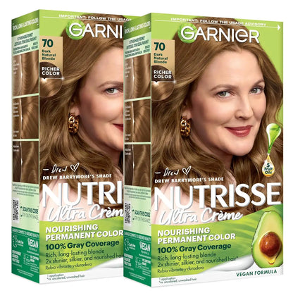 Garnier Nutrisse Ultra Crème Hair Color, 70 Dark Natural Blonde, 2 Count
