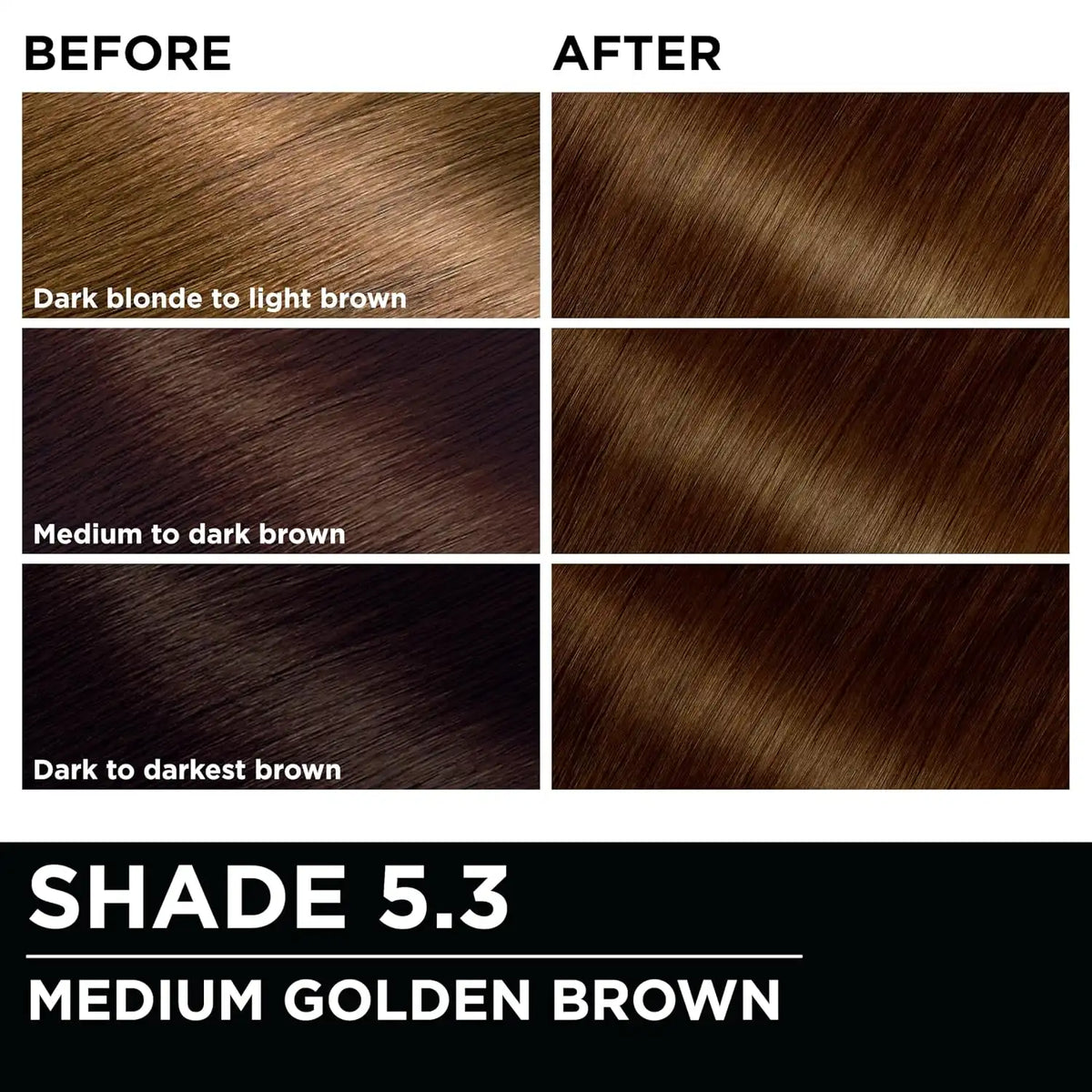 Garnier Olia Hair Color, Ammonia-Free Permanent Hair Dye, Oil-Powered Formula for 100% Gray Coverage and 3x Shinier Hair, Vegan & Cruelty Free, 5.3 Medium Golden Brown, 2 Count