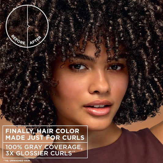 Garnier Nutrisse 0% Ammonia Glossy Curl Color Permanent Hair Dye for Curls, Vegan Color For 100% Gray Coverage, Curl-Protecting Formula with Enhancing Oil, CR1 Glossy Black (Pack of 2)