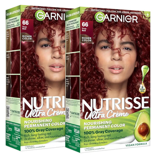 Garnier Nutrisse Ultra Crème Hair Color, 66 True Red, 2 Count