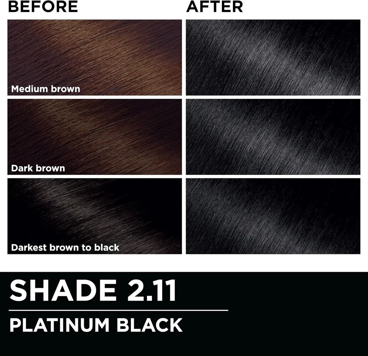 Garnier Olia Ammonia-Free Brilliant Color Oil-Rich Permanent Hair Color, 2.11 Platinum Black (Pack of 1) Black Hair Dye (Packaging May Vary)