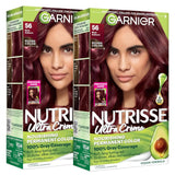 Garnier Nutrisse Ultra Crème Hair Color, Permanent Hair Dye with 100% Gray Coverage, Vegan & Cruelty-Free, 56 Rich Auburn (Sangria), 2 Count